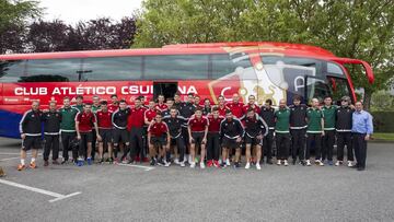 AL COMPLETO. Osasuna viajó ayer hasta Girona con toda la plantilla al completo y las maletas llenas de ilusión.