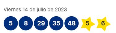 Euromillones: comprobar los resultados del sorteo de hoy, viernes 14 de julio