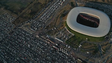 AME2540. GUADALAJARA (MÉXICO), 28/05/2023.- Fotografía aérea tomada hoy muestra al Estadio Akron previo al inicio del partido entre el Guadalajara y Tigres por la vuelta de la final del torneo Clausura 2023 de la Liga MX, en Guadalajara, Jalisco (México). EFE/ Francisco Guasco