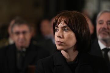 La ministra de Ciencia, Onnovación y Universidades, Diana Morant, durante la misa funeral por los fallecidos en las inundaciones provocadas por la Dana.