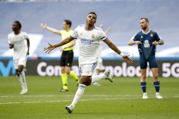 Rodrygo celebra el 1-0 al Espanyol. 