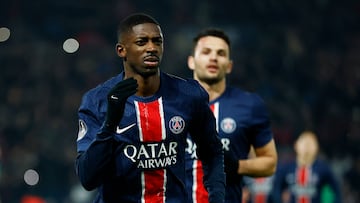 Soccer Football - Ligue 1 - Paris St Germain v AS Saint-Etienne - Parc des Princes, Paris, France - January 12, 2025 Paris St Germain's Ousmane Dembele celebrates scoring their second goal REUTERS/Sarah Meyssonnier