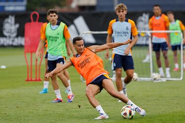 Lucas Vázquez durante el entrenamiento.