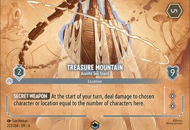 Disney Lorcana presenta la carta Treasure Mountain del set Azurite Sea