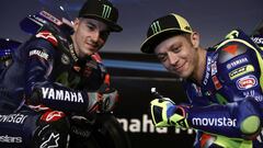 Maverick Vi&ntilde;ales y Valentino Rossi durante la presentaci&oacute;n de Yamaha.