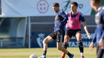 Darko y Torr&oacute; durante el entrenamiento de hoy