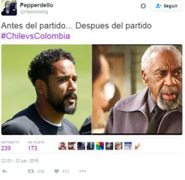 Los memes no se hicieron esperar tras la victoria de La Roja sobre Colombia por 2-0 en Copa América, y que le permitirá jugar la final ante Argentina.