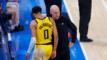The Indiana Pacers star injured himself in the 120-109 loss to the Oklahoma City Thunder in Game 5 of the NBA Finals.