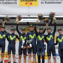 El Movistar vuela en la crono y coloca como líder a Valverde