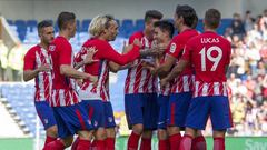 Los jugadores del Atl&eacute;tico celebran un gol. 