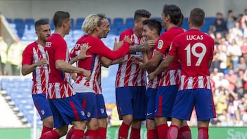 Los jugadores del Atlético celebran un gol.