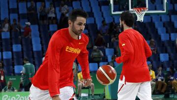 JJOO60. RÍO DE JANEIRO (BRASIL), 19/08/16.- El jugador de la selección española de baloncesto Ricky Rubio en la sesión de calentamiento previa al partido contra Estados Unidos hoy, viernes 19 de agosto de 2016, en los Juegos Olímpicos Río 2016 en Río de Janeiro. EFE/Elvira Urquijo A.