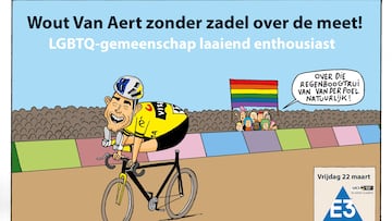 Cartel de la E3 Saxo Classic sobre el incidente de Wout Van Aert en la Copa del Mundo de Ciclocross de Benidorm que ha indignado a la comunidad LGTBIQ+ y al mundo del ciclismo