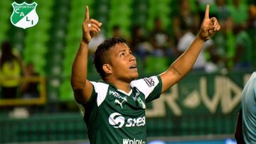 Feiver Mercado celebra el gol ante el Deportes Tolima