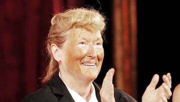 Meryl Streep, caracterizada de Donald Trump, actu&oacute; en la gala del Public Theater Gala en New York City.  