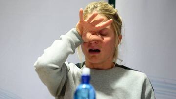 La esquiadora Therese Johaug explica en rueda de prensa su positivo por anabolizantes y asegura que se debió a un error médico.