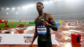 El británico Reece Prescod, tras su victoria en la Diamond League de Shanghai.