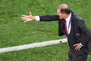 Albania's coach Gianni De Biasi reacts during the Euro 2016 group A football match between France and Albania at the Velodrome stadium in Marseille on June 15, 2016.