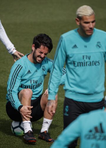 El susto de Isco protagoniza el entrenamiento del Madrid