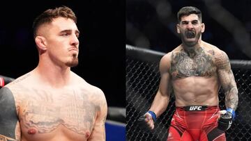 Los peleadores Tom Aspinall e Ilia Topuria.