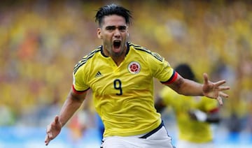 Soccer Football - 2018 World Cup Qualifications - Colombia v Brazil - Metropolitano Roberto Melendez stadium, Barranquilla, Colombia - September 5, 2017 Radamel Falcao of Colombia celebrates his goal. REUTERS/Jaime Saldarriaga