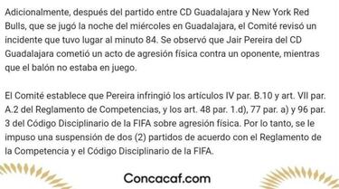 Jair Pereira se pierde la vuelta ante New York por suspensión