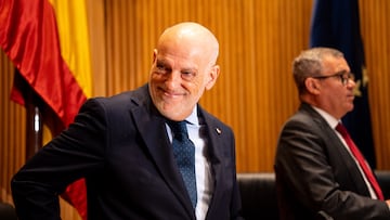 El presidente de LALIGA, Javier Tebas Medrano, comparece en Comisión de Educación, Formación Profesional y Deportes, en el Congreso de los Diputados, a 13 de mayo de 2025, en Madrid (España). Según Tebas, el fin de su comparecencia es trasladar su visión sobre el futuro de la industria del fútbol, ante los desafíos y retos que enfrenta en la actualidad. La comisión decidirá también sobre la solicitud de prórroga de los trabajos de la subcomisión relativa al Estatuto del Deportista.
13 MAYO 2025;LA LIGA;DEPORTES;JAVIER TEBAS
Gabriel Luengas / Europa Press
13/05/2025