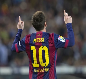 Messi with his hallmark celebration