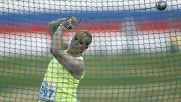 La lanzadora de martillo Tatyana Kachegina compite durante los campeonatos nacionales de Rusia.