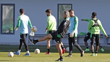 Pellegrini, en un entrenamiento reciente. 