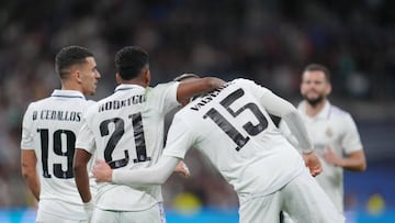 Fede Valverde of Real Madrid celebrates his goal during the UEFA Champions League match between Real Madrid v Celtic FC, Group F, played at Santiago Bernabeu Stadum on Nov 2, 2022 in Madrid, Spain. (Photo by Magma / Pressinphoto / Icon Sport)