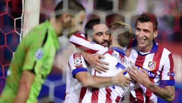 Los jugadores del Atlético celebran un gol contra la Juventus.