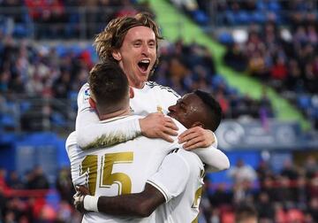 Modric celabrates after scoring against Getafe.