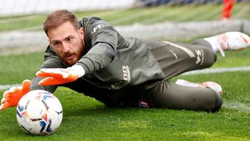 Oblak, en un entrenamiento del Atlético.