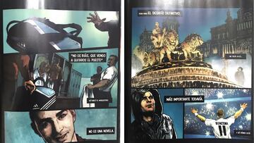 En la izquierda y el centro, Benzema con los veteranos del Lyon. A la derecha, presentado por el Madrid.