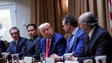 U.S. President Donald Trump attends a cabinet meeting at the White House in Washington, D.C., U.S., April 10, 2025. REUTERS/Nathan Howard