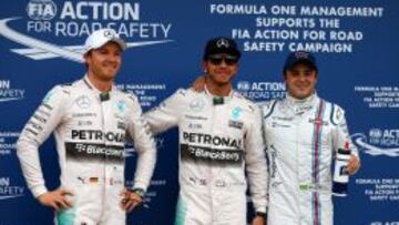 Lewis Hamilton consigui&oacute; la primera pole del Mundial en Australia, secundado por Rosberg y Massa.