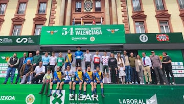 Imagen del podio del Memorial Valenciaga, prueba de la Copa de España de Ciclismo Élite-Sub23.