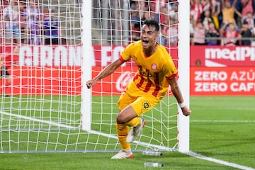 Reinier celebra un gol con el Girona.