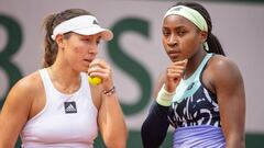 Coco Gauff and Jessica Pegula during their win against Madison Keys and Taylor Townsend at Roland Garros.