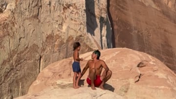 Garrett Gee, known as the creator of The Bucket List Family on social media, shared a video in which he throws the little boy to teach him courage.