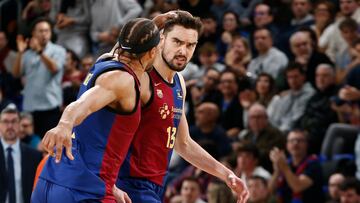 Tomas Satoransky junto a Justin Anderson durante un partido de Liga Endesa frente al Morabanc Andorra.