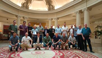 Los entrenadores premiados, en el hotel Carlton de Bilbao