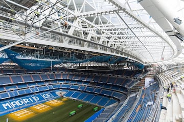 Las obras de remodelación del estadio del club madrileño siguen avanzando sin pausa. Esta vez el club nos ha querido enseñar en que situación se encuentra la cubierta del estadio.