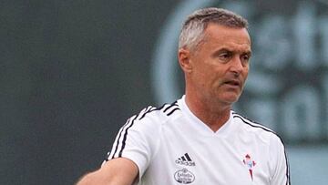 Fran Escribá, durante un entrenamiento con el Celta.