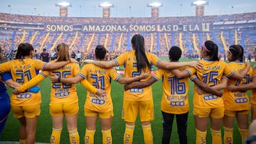 Players of Tigres during the final second leg match between Tigres UANL and America as part of the Liga BBVA MX Femenil, Torneo Apertura 2025 at Universitario Stadium, on November 23, 2025 in Monterrey, Nuevo Leon, Mexico.