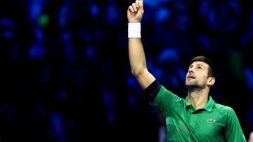 El tenista serbio Novak Djokovic celebra su victoria ante Casper Ruud en la final de las Nitto ATP Finals.