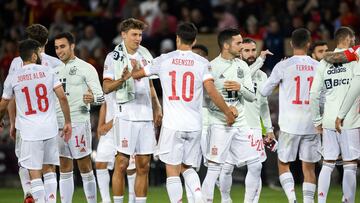 Los jugadores de la Selección, tras el encuentro ante Suiza, en la terceera jornada de la Nations League.