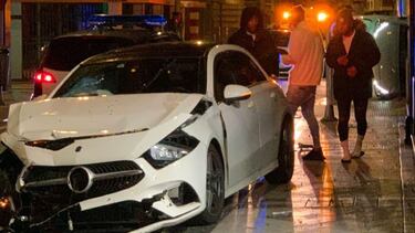 Estado en el que quedó el coche de Gonzalo Plata tras el accidente en Valladolid.
