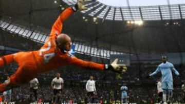 <b>MINUTO 95. </b>Balotelli marcó de penalti en el descuento el gol de la victoria del City ante el Tottenham.